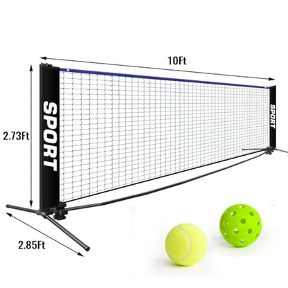 10FT 10FT Portable Badminton Net Set Pickleball Tennis Net Easy Setup Outdoor Indoor Sports Net with Stand & Carry Bag for Backyard Park Beach Nylon Sports Net with Poles