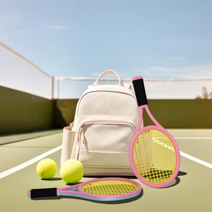 Kids Tennis Racket 17 Inch Lightweight for Junior Toddlers - Includes 2 Tennis Balls, 2 Sponge Balls, 4 Shuttlecocks & Carry Bag - color: Blue & Pink