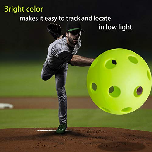 Anteer 12 Pack Plastic Baseball Practice Baseballs for Hitting, Indoor Outdoor Lightweight Balls Baseball Batting Training - color: Green