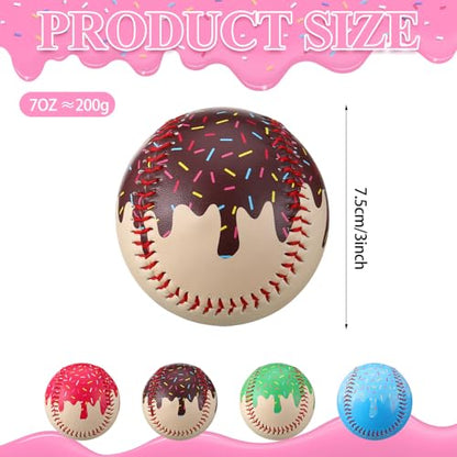Seenelling 4 Pcs Weighted Training Balls for Baseball Softball 7 oz Weighted Plyometric Baseballs Ice Cream Drip for Pitching Throwing Hitting Training for All Skill Level Improved Power, 4 Styles