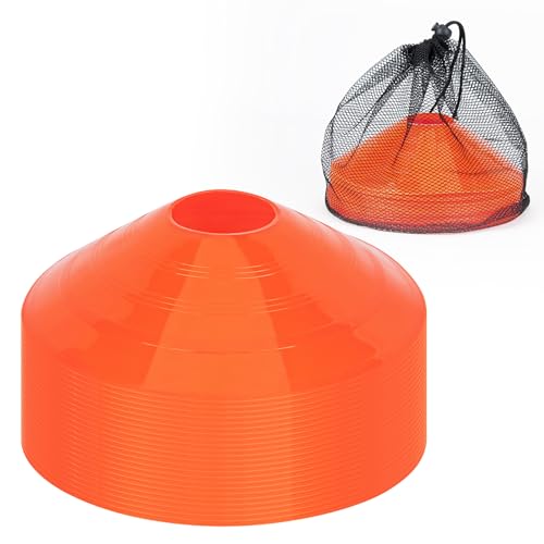 CARTMAN Plastic Training Cones (Set of 12/24 Pack 9" or 12/24 Pack 7" or 12/24 Pack Disc Cone) Agility Soccer Cones, Indoor Outdoor and Festive Events Field Marker Agility Cones