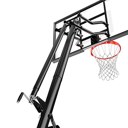 Spalding Ultimate Hybrid Portable Basketball Hoop | Adjustable Height from 7.5' to 10' in Infinite Increments | Arena Slam Breakaway Rim - color: 60" - Acrylic Backboard - Black