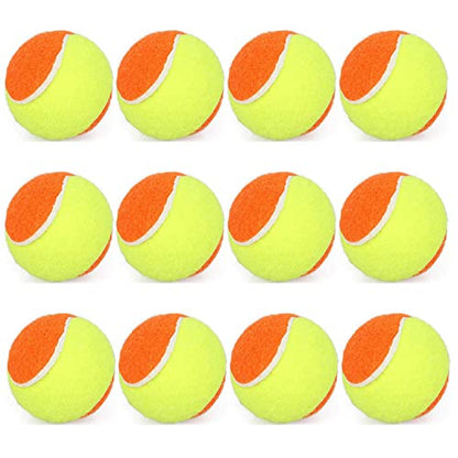 URBEST Tennis Ball 12 Packs Training Tennis Balls Practice Balls for Novice Player, Pet Dog Playing Balls with Mesh Carry Bag - color: Yellow-orange