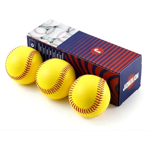 Official Size & Weight Baseball for Training - Synthetic Leather Cover with Cork Rubber Core | Red, Yellow