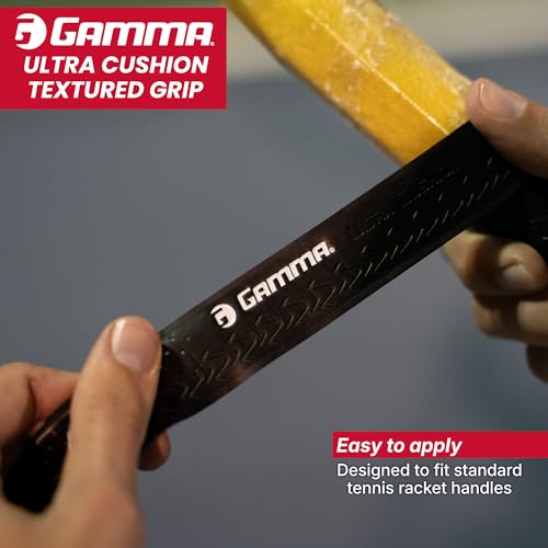 GAMMA Sports Tennis Racquet Ultra Cushion Replacement Grip – Contoured Multi Black with Textured Perforations for Enhanced Absorption, Comfort, and Control