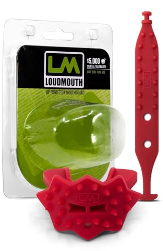 Loudmouth Football Mouth Guard - 3D SpikeSurge Football Mouthpiece with Strap, Fits Adult & Youth, Mouth Guard Football Accessories (Falcon Red) - color: Falcon Red