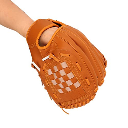 Acouto Premium PVC Sport Baseball Gloves Brown Pitcher Mitt for Kids and Adults Training 10.5in Outdoor Use (10.5 Inch)