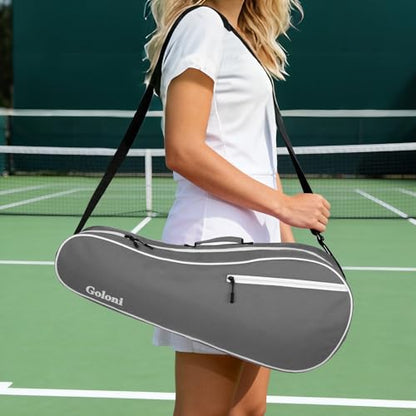 Goloni Tennis Bag for 3-4 Rackets, Water-Resistant Racket Bag with Padded Protection for Men Women Adults