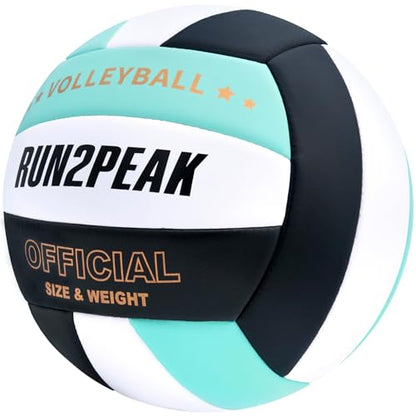 RUN2PEAK Soft Volleyball Ball Official Size 5 Volleyballs for Indoor Outdoor Beach Pool Game Play for Teen Beginner Recreational Team Professional PU Leather Training Practice Volley Balls