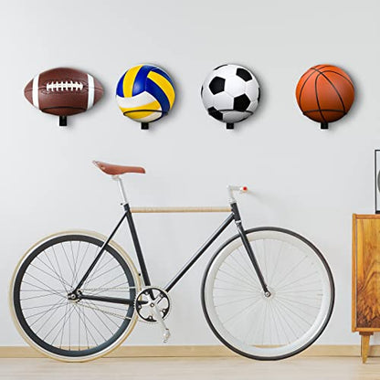 Lounsweer 10 Pcs Ball Storage Holder Wall Mount Metal Basketball Display Rack Sports Room Decor for Basketball Football Volleyball Soccer(5.3 Inch)