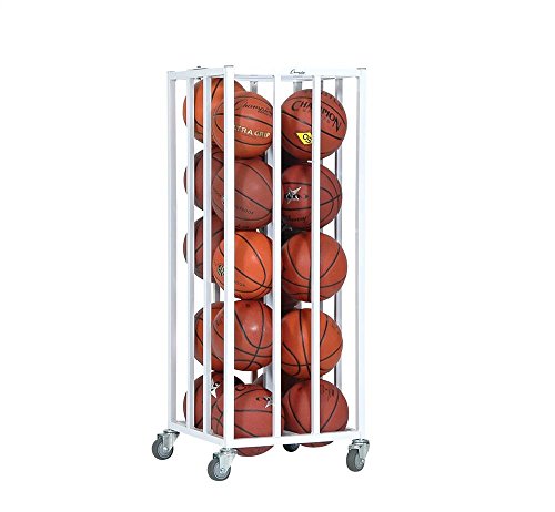 Champion Sports Deluxe Heavy Duty Basketball Storage Cart with Locking Swivel Caster Wheels (Black) - size: Vertical Cage (20 Ball Capacity)