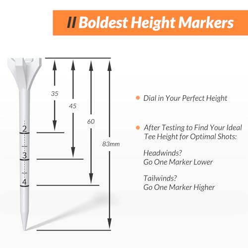 Plastic Golf Tees, 150 Pack (130 Driver Tees + 20 Iron/Hybrid Tees), Low Friction & Resistance, Top Golf Gifts for Men & Unique Golf Gifts for Golfers - color: White(3-1/4'', 130pcs) & White(1-1/2'', 20pcs), Plastic