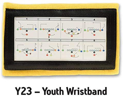 Y23 - Football Wristbands - Wrist Coach - QB Wristband - Football Play Wristbands - Playbook Wristband - color: Yellow, size: 8 Pack