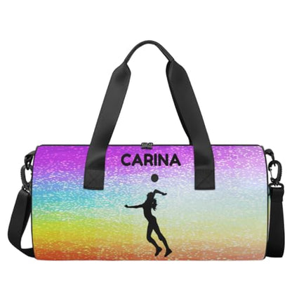 Personalized Kids Volleyball Sport Duffel Bag with Custom Name Carry On Sleepover Weekender Travel Bag