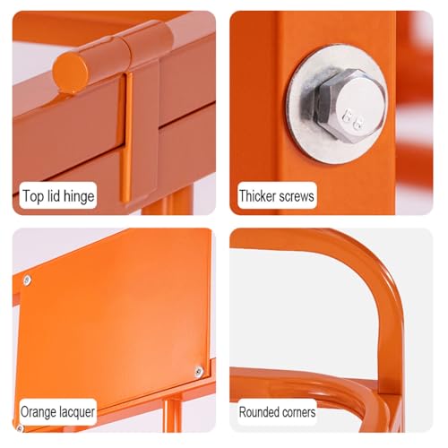 Orange Rolling Basketball Storage Cart Kindergarten School Soccer Volleyball Ball Cart Sports Equipment Organizer Large Folding Ball Cage for Garages, Playgroup, Gym