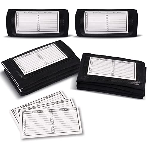 Playsheet Wristband Single Window - Softball, Football, Baseball - Adult Size Armband Playbook - 10 Pack (Black)