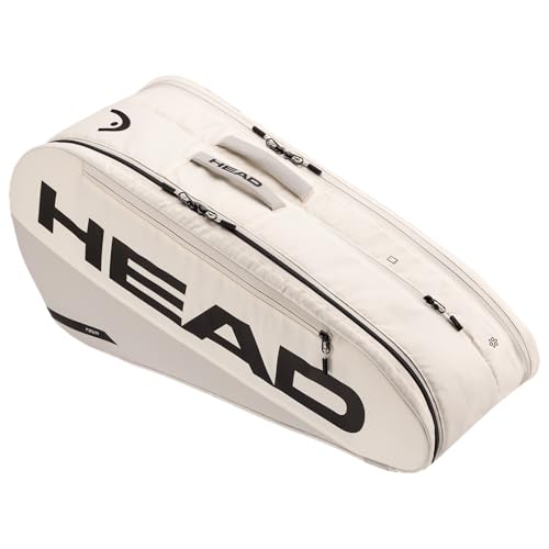 HEAD Tour Racquet Bag M (6R) Tennis Bag - Holds Up to 6 Racquets, CCT+ Climate Control Technology, 2 Main Compartments, Shoe Pocket & Backpack Carry System - color: White