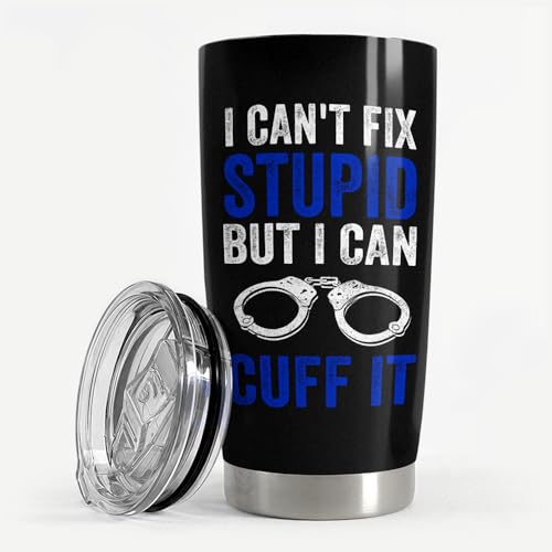 Police Tumbler 20oz Stainless Steel Insulated Coffee Travel Mug Cup Police Officer Gifts for Men Dad Husband on Birthday Christmas Fathers Day - color: Police
