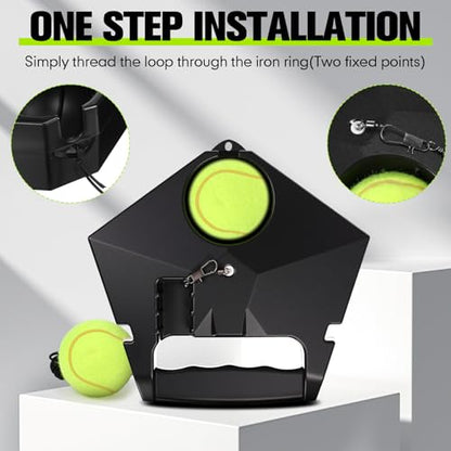 Simgoing Portable Tennis Trainer Practice Rebound with Metal Base Tennis Trainer Practice Equipment with 6 Highly Elastic String Balls for Adult Kids and Beginners