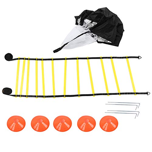 Agility Ladder, Speed Training Equipment Set, 19.7 Feet Long Rung Speed Ladder, Football Cones, Running Resistance Umbrella,