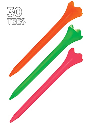 Pride Golf Tee Performance Plastic Golf Tees - 30 Count, 3-1/4 Inch - Citrus Mix - Low Resistance Head Design - Made from Durable Plastic