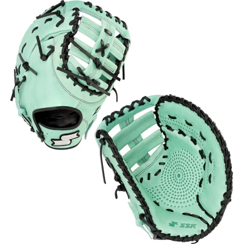 SSK Z5 Craftsman Baseball First Base Mitt – 12” – 12.25” – 12.5” – 13" – Right & Left Hand Throw - color: Mint/Black, size: 13" - Right Hand Throw