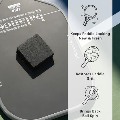 Pickleball Paddle Eraser Set, 2Pcs Pickle Ball Racket Cleaner for Carbon Paddles, Fast & Easy Natural Rubber Eraser Removes Residue Dirt Minor Scratches, Includes Storage Bag Brush Cloth Grip Tape