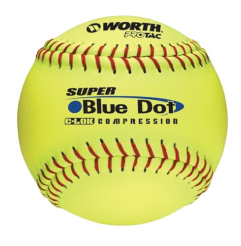 Worth | Slowpitch Softballs | 12" | Non-Association | Protac Super Blue Dot | 12 Count