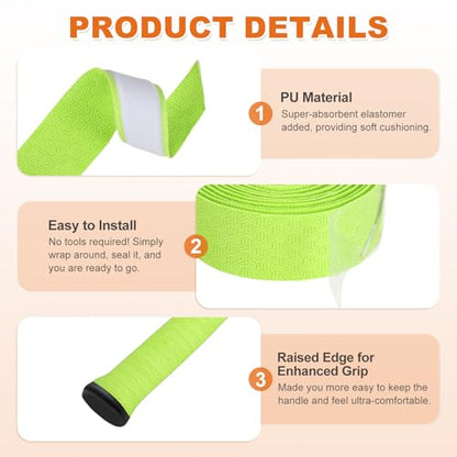 Tennis Racket Grip Tape, Anti-Slip Tennis Overgrip Stretchy - color: Green