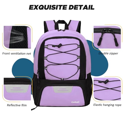 Goloni Soccer Bag, Basketball Bag with Ball Compartment & Shoe Compartment,Large Soccer Backpack for Basketball,Gym，Football - color: Light Purple