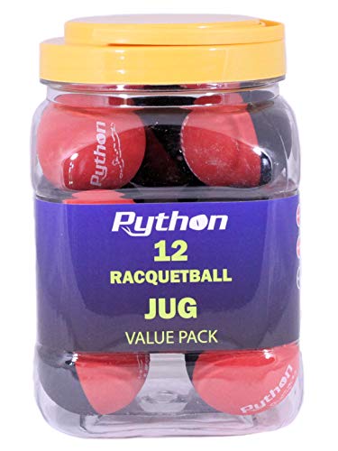 Python RG Multi Colored Racquetballs (Value Pack - 12 Ball Jug/Endorsed by Racquetball Legend Ruben Gonzalez!) - color: Black/Red