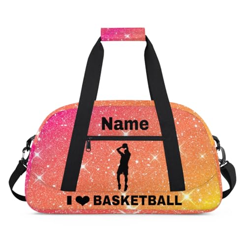 Custom Sport Duffel Bag Basketball Personalized Name Sports Bag Overnight Weekender Bag Waterproof Travel Sport Gym Bags, Orange - color: Orange, style: Basketball