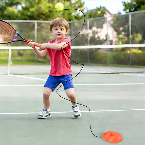ALLOMN Solo Tennis Trainer Rebound with 3 String Balls, Solo Practice Rebound Ball for Adults, Portable Tennis Training Equipment for Beginners Sport Exercise, Tennis Rebounder Kit.
