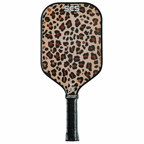 SCS Carbon Fiber Pickleball Paddle – USAPA Approved 2024 – Lightweight, Enhanced Spin, Sure-Grip Handle – Evo-Lite Series for Intermediate Players - color: Leopard