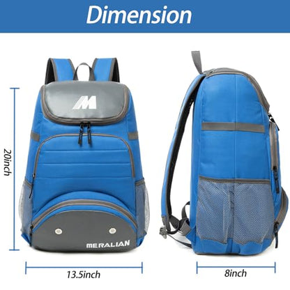 Baseball Bag - Lightweight Softball & T-Ball Backpack with Shoe Compartment for Equipment & Gear - color: BLUE