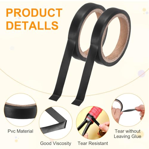M METERXITY Grip Finishing Tape PVC Racket Wrap Grip Racquet Finishing Tapes for Pickleball/Racquetball - color: Black