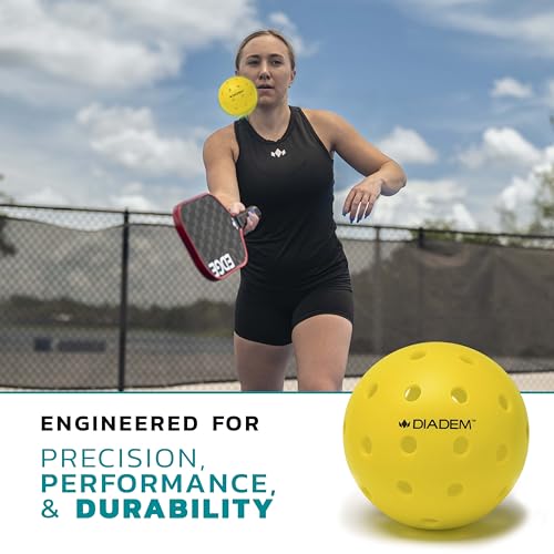 Diadem Premier Power Pickleball Ball - Official Ball of Power Pickleball | High Visibility Yellow | Fast and Durable | USAPA Approved (12 Pack, Yellow)