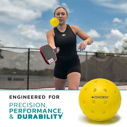 Diadem Premier Power Pickleball Ball - Official Ball of Power Pickleball | High Visibility Yellow | Fast and Durable | USAPA Approved (12 Pack, Yellow)