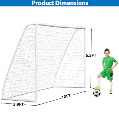 ZENY Portable Soccer Goal for Backyard,12x6 / 10x6.5 / 8x5 / 6x4 ft Kids Adults Soccer Net and Frame for Home Backyard Practice Training Goals, Soccer Training Equipment - style: 10 x 6.5 FT
