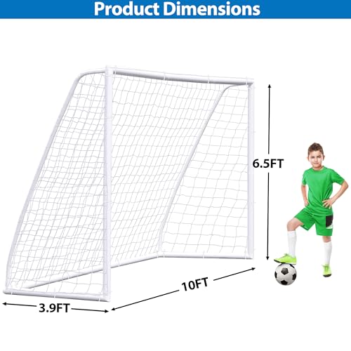 ZENY Portable Soccer Goal for Backyard,12x6 / 10x6.5 / 8x5 / 6x4 ft Kids Adults Soccer Net and Frame for Home Backyard Practice Training Goals, Soccer Training Equipment - style: 10 x 6.5 FT
