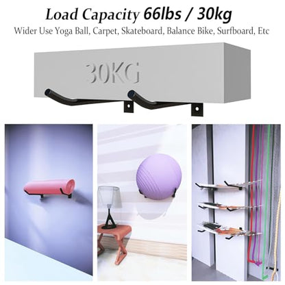 Wall Mount Exercise Ball Holder, Metal Yoga Ball Holder, Heavy Duty Medicine Ball Rack, Stability Ball Storage Rack for Gym, Garage, Home, 2 Pack