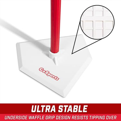 GoSports Baseball & Softball Batting Tees - Choose Jr. or Standard - Adjustable Rubber Hitting Tee - color: Standard Red