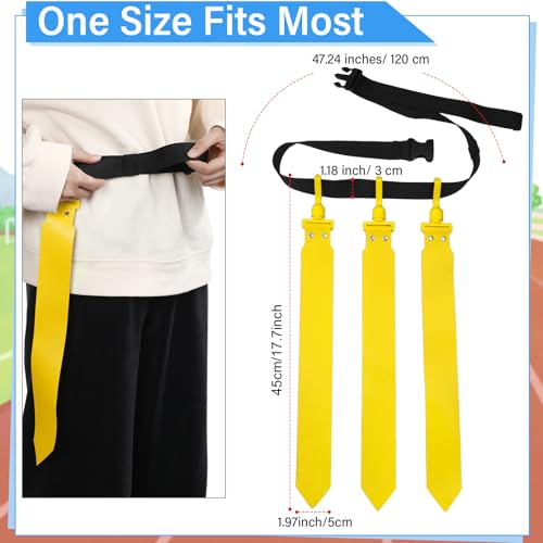 Junkin 6/8/10 Players Flag Football Sets Adjustable Football Belts and Flags for Youths Teens Kids Adults Players Sports Team - color: Yellow