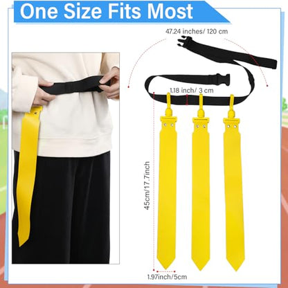 Junkin 6/8/10 Players Flag Football Sets Adjustable Football Belts and Flags for Youths Teens Kids Adults Players Sports Team - color: Yellow