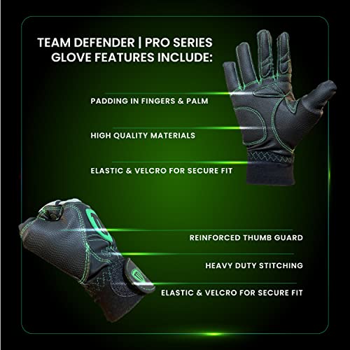 Team Defender Pro Series Padded TD Baseball Glove | Glove Protects Thumb | Rigid Rubber Thumb Mold Prevents Hyperextension, Hand Injuries - size: Small