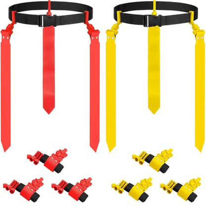 Junkin 6/8/10 Players Flag Football Sets Adjustable Football Belts and Flags for Youths Teens Kids Adults Players Sports Team - color: Red, Yellow