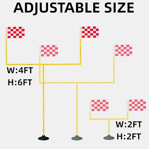 Football Field Goal Post with 6 Pcs Inflatable Footballs, a Football Kicker Stand and a Pump-Backyard Kicking Field Goal Post Set for Kids/Youth/Adults
