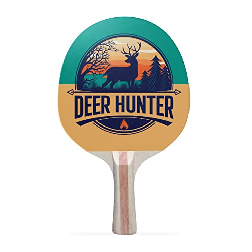 Deer Hunting Colorful Design Ping Pong Paddle, Premium 5 Ply Table Tennis Racket (Black on Back)