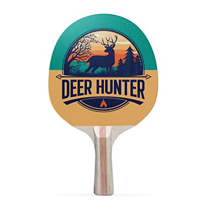 Deer Hunting Colorful Design Ping Pong Paddle, Premium 5 Ply Table Tennis Racket (Black on Back)