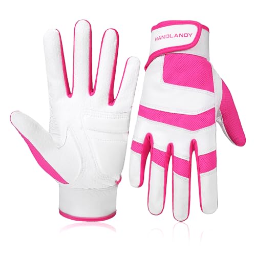 Baseball Batting Gloves - Durable Grip, Breathable Softball Batting Gloves for Adults Youth Kids - Gift for Players - color: Pink, size: Kids Medium